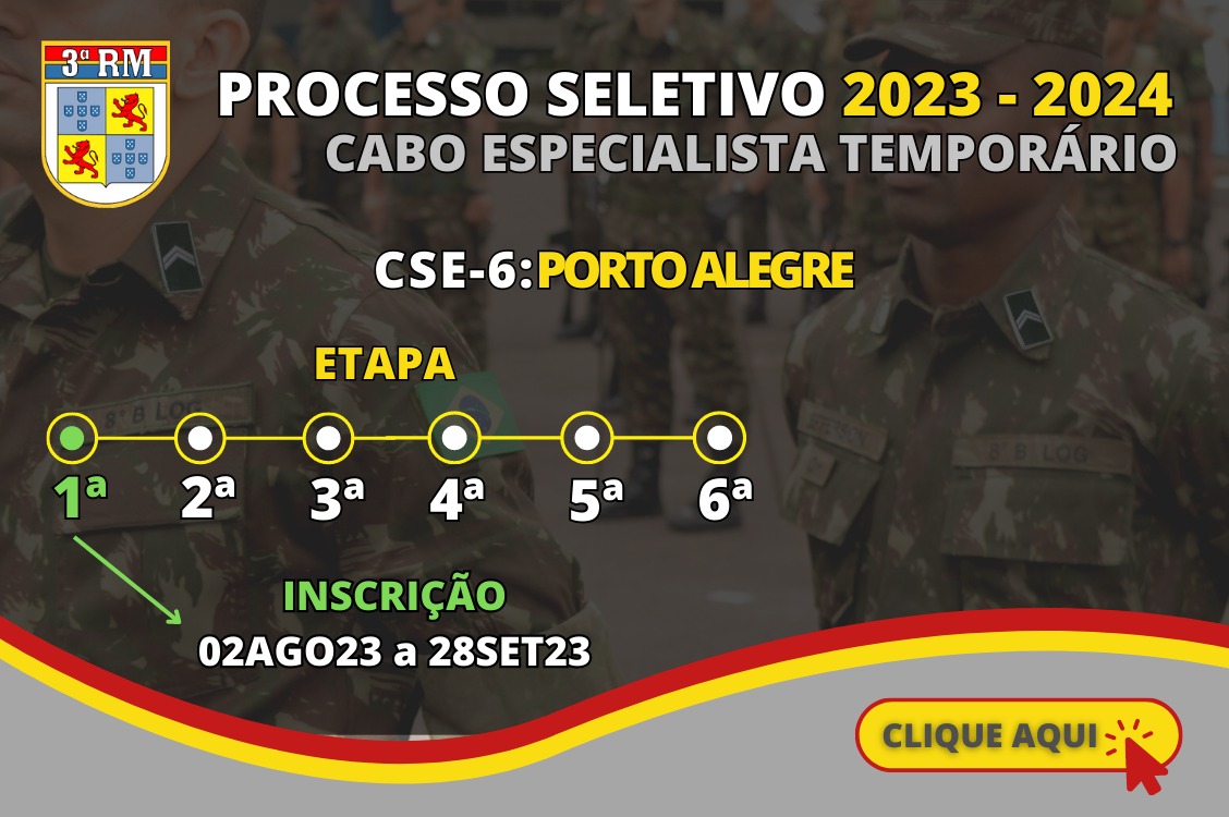 TESTE DE CONHECIMENTOS pra Candidatos a Cabo Especialista Temporário do Exército  Brasileiro 